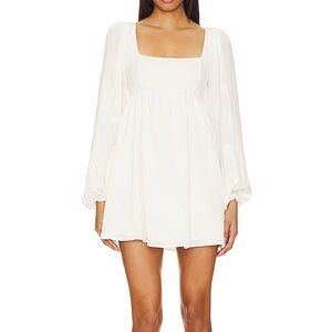 White Long Sleeve Babydoll Dress